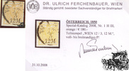 Österreich 1 Kreuzer Handpapier - Nr.1 HIII - kadmiumgelb - mit Attest: Dr. Ferchenbauer -