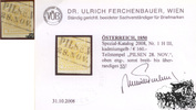 1 Kreuzer Handpapier - Nr.1 HIII - kadmiumgelb - mit Attest: Dr. Ferchenbauer -