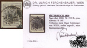 Österreich 1850 o - 2 Kreuzer Handpapier - Nr.2HIb grauschwarz -