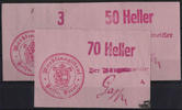Österreich 30, 50 und 70 Heller - Telfs, rot/rosa -
