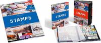 Einsteckbuch STAMPS A4 - 16 schwarze Seiten - unwattierter, farbiger Einband (Banderole) -