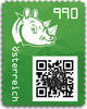 9,90 - Crypto stamp mit intaktem Sicherheitsetikett - RHINO - GRÜN - Österreich ** 2021 -