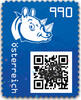 9,90 - Crypto stamp mit intaktem Sicherheitsetikett - RHINO - BLAU - Österreich ** 2021 -