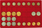 Münztableau für 40 Münzen bis 34 mm Ø in rot. -