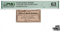 5 Cent 1861 USA / North Carolina - PMG Grad 63 - nur 2 besser bewertet -