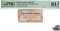 10 Cent 1861 USA / North Carolina - PMG Grad 64 EPQ - nur 1 besser bewertet -