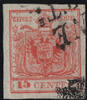 Österreich 1850 o - 15 Centesimi Handpapier - Nr.3 H III - tiefkarmin -