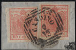 Österreich 1850 o - 15 Centiesimi Handpapier - NR 3 H IIb - 2 Stück in verschiedenen Farben -