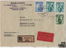 Österreich 1948- Nr. 913, u.a. Österreichische Volkstrachten Mischfrankatur auf R-Brief -
