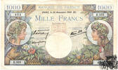 1000 Francs 1940 - Frankreich - Commerce and Industry - sehr schön -