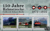 Österreich 2022 Block ** - € 1,00 - 150 J. Bahn Feldkirch, Schaan und Buchs, gezähnt -