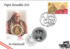 5 € Münze + 1,00 € Briefmarke Euro Numisbrief Österreich - Papst Benedikt XVI. in Wien -