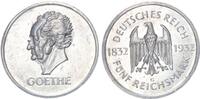 Weimarer Republik 5 Mark 1932 E zum 100. Todestag Goethes (28. März 1832... 2,990.98 £  +  26.01 £ shipping