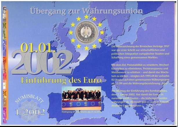 10 Euro 2002 Deutschland Brd Numisblatt 1 2002 Europaische