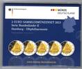 Deutschland, BRD, Germany 5 x 2 Euro Gedenkmünzen Set - Hamburg -