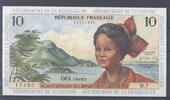Europa und Alle Welt Franz. Antillen, Banknote 10 Francs (1964) Pick: 8b, Zustand I -