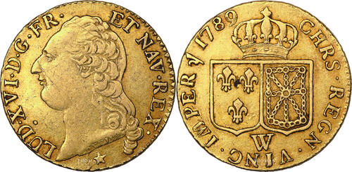 Coin France - Louis XVI - Gold - Louis d'or à la tête nue - 1789 W Lille F+