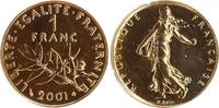 Frankreich - 1 Franc 2001 Abschied vom Franc in Gold, OVP in Box mit Zer... 903.89 &pound;  +  shipping