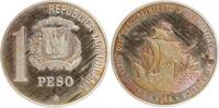 Dominikanische Republik - 500 Jahre Entdeckung und Evangelisierung - Silber, Piedfort 1 Peso 1988 PP