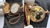 GERMANY GOLD Pocket watch and chain NOMOS Glashütte No.641, punch watch case and chain, fully fuctional -