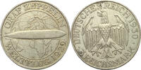 GERMANY Weimarer rep. 3 Mark World Flight 1929 of the Graf Zeppelin E Muldenhütten -