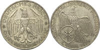 GERMANY Weimarer rep. 3 Mark Unification of Waldeck with Prussia 1.april 1929 Patina -