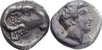 GREEK Kasolaba (Caria) Hemiobol Head of ram right / Youthful male head right circular incuse, "C A" -