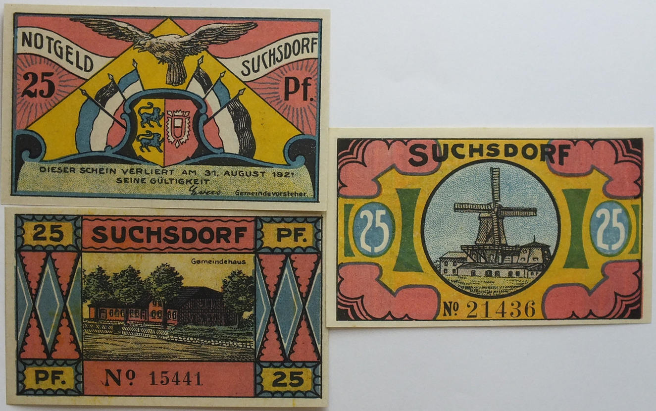 3 x 25 Pf 1921 Deutschland Suchsdorf 1 | MA-Shops