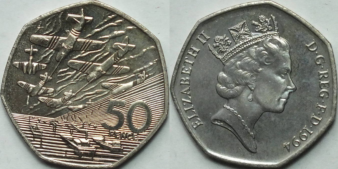 D 1994. 50 Pence uk. Fifty Pence 1997satiliqdir.