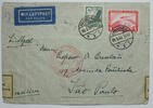 Deutsches Reich Besonderheit Zeppelin 1 RM und Flug 50 Pf auf Zensur Luftpostbrief nach San Paulo Mich.455 -