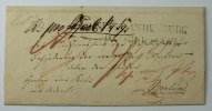 Preussen Vorphiatelie Zweizeiliger -Neubrandenburg 10.Juni1847- auf Paketbegleitbrief -