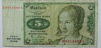BRD 5 DM 1980 Bundesbanknote Serie B, KN 7 stellig gebraucht 6.51 £ Tax included +  7.80 £ shipping