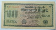 Weimar 1000 Mark 1922 Rosenberg Nr. 75 d, WZ: Dornen, KN rot, FZ: SB geb... 1.30 £ Tax included +  7.80 £ shipping