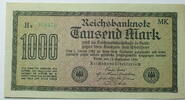 Weimar 1000 Mark 1922 Rosenberg Nr. 75 f, WZ: Vielecke, KN grün, FZ: MK ... 1.30 £ Tax included +  7.80 £ shipping