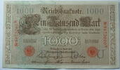 Kaiserreich 1000 Mark Rosenberg Nr. 45 b,rotes Siegel, Serie N, Unterdruck: U, KN: 7 stellig -