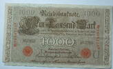 Kaiserreich 1000 Mark Rosenberg Nr. 45 b,rotes Siegel, Serie N, Unterdruck: U, KN: 7 stellig -