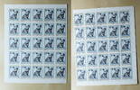 Ungarn 50 x 40 Filler Hunde Bogen zu 50 x 40 Filler Großbogen mittig gefaltet -