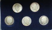 Deutschland 5 x Silbermedallien Bundeskanzler Adenauer, Kissinger, Erhard, Schmidt, Brandt 69 Gramm Silber -
