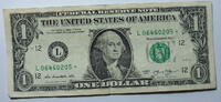 USA 1 $ Ersatz / Sternennote Serie 2013, San Franzisco Kalifornien Buchstabe L -