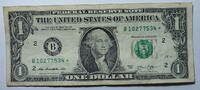 USA 1 $ Ersatz / Sternennote Serie 2013, New York, Buchstabe B -