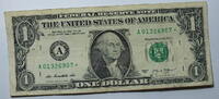 USA 1 $ Ersatz / Sternennote Serie 2013, Boston Massachusetts, Buchstabe A -