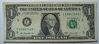 USA 1 $ Ersatz / Sternennote Serie 2013, Richmond Virginia, Buchstabe E -