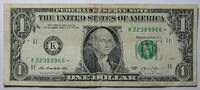 USA 1 $ Ersatz / Sternennote Serie 2013, Dallas Texas Buchstabe K -
