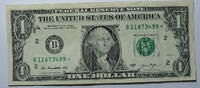 USA 1 $ Ersatz / Sternennote Serie 2013, New York, Buchstabe B -