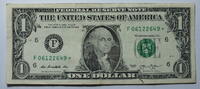 USA 1 $ Ersatz / Sternennote Serie 2013, Atlanta Georiga, Buchstabe F -