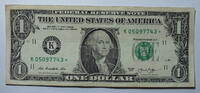 USA 1$ Ersatz / Sternennote Serie 2013, Dallas Texas Buchstabe K -