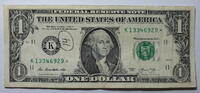 USA 1$ Ersatz / Sternennote Serie 2013, Dallas Texas Buchstabe K -