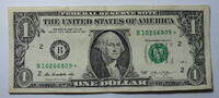 USA 1$ Ersatz / Sternennote Serie 2013, New York, Buchstabe B -