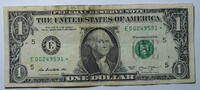 USA 1$ Ersatz / Sternennote Serie 2013, Richmond Virginia, Buchstabe E -