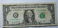 USA 1 $ Ersatz / Sternennote Serie 2013, Boston Massachusetts, Buchstabe A -